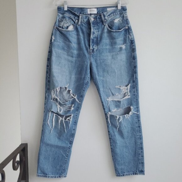 Frame Denim Size 29 Le Original High Rise Straight Distressed Light Blue Jeans - Picture 1 of 9